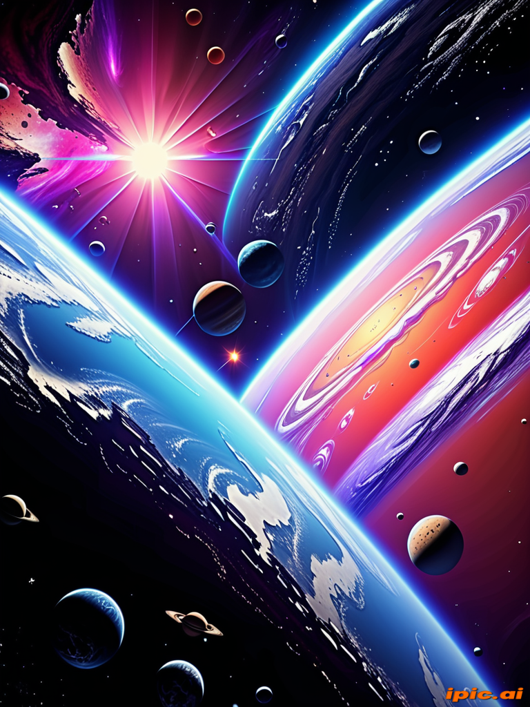 Stunning Cosmic Landscape Featuring Vibrant Planets and Celestial ...