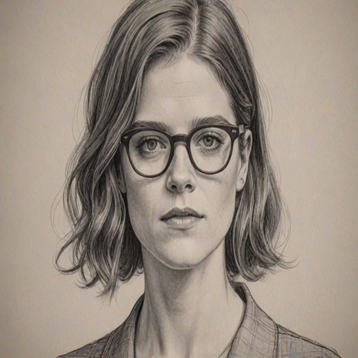 Bewitching Rose Leslie, pencil sketch, portrait of Fetching woman 1925s in glasses, hair style beatnik, outline, clear lines, fine lines, 8k