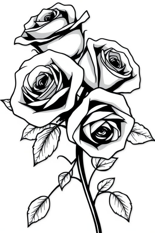 roses clipart black and white