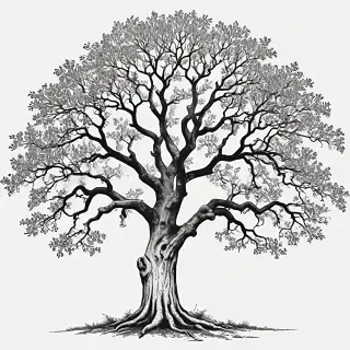oak tree clipart black and white