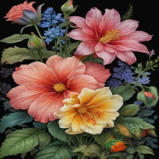 drawings of flowers in color