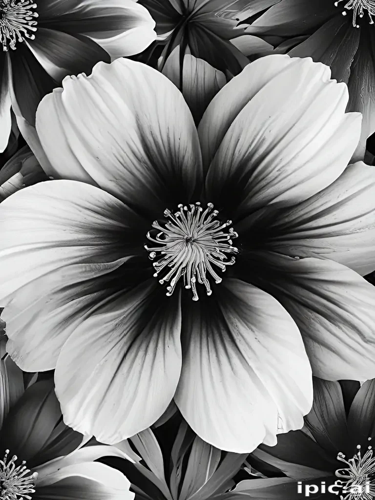 black and white flower png