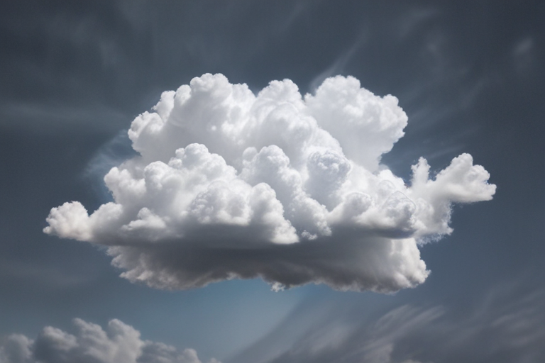 Vast, Fluffy White Clouds Floating in a Clear Blue Sky Above