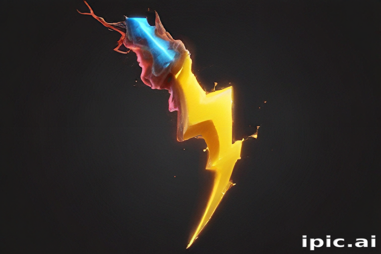 Vibrant Lightning Bolt Design with Dynamic Colors and Energetic Effects