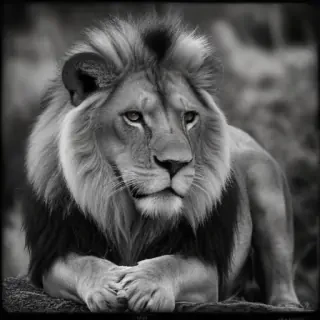 lion black and white