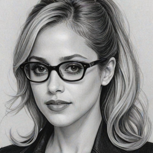 Exquisite Brittany Murphy, pencil sketch, portrait of Fetching woman 1965s in glasses, hair style beatnik, outline, clear lines, fine lines, 8k