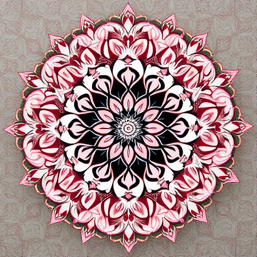 Create a symmetrical mandala design with intricate floral patterns in soft pastel colors, high-resolution 300 DPI, DSLR camera, macro lens, f/8 aperture, natural lighting, top-down view.