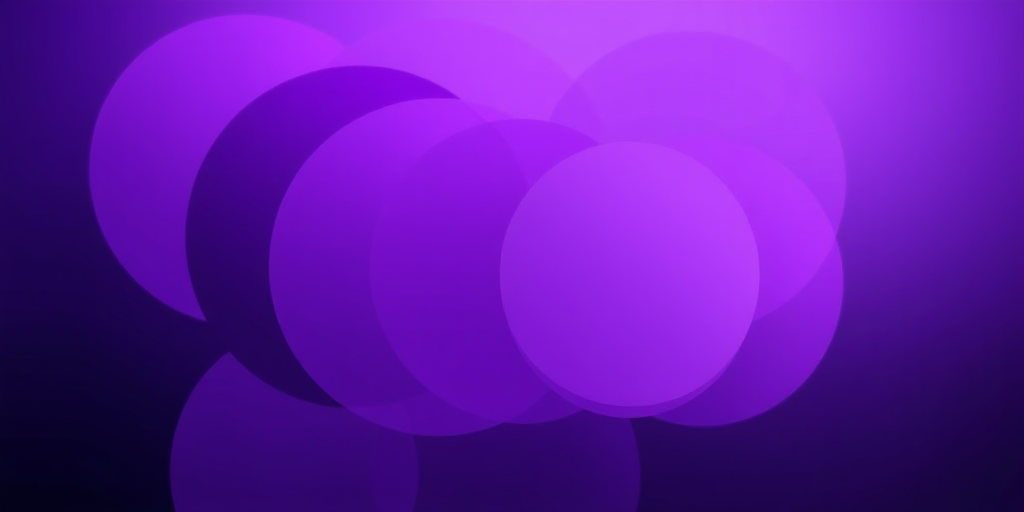 Create an abstract image of overlapping ovals in varying shades of purple, focused on a gradient effect, taken with a DSLR camera at f/8 aperture, 50mm lens, with a shallow depth of field and high ISO for enhanced detail and clarity.