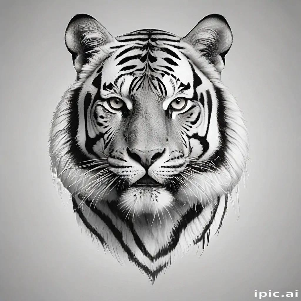 tiger clipart black and white