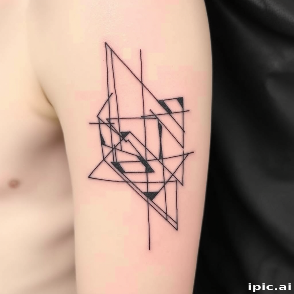 Intricate Geometric Tattoo Design Featuring Abstract Shapes and Lines