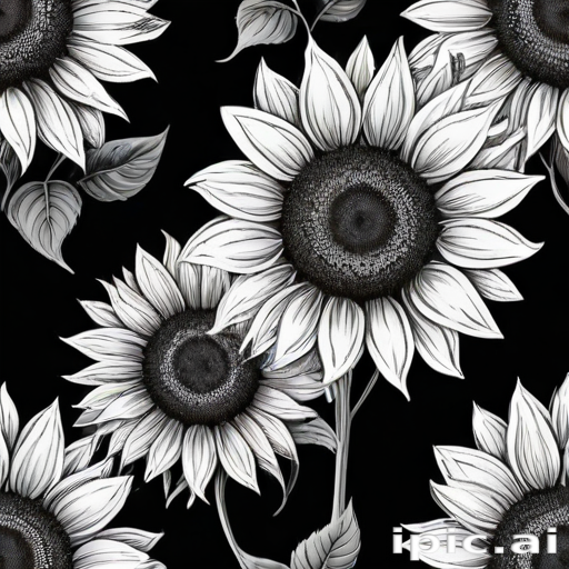 clip art sunflower black and white