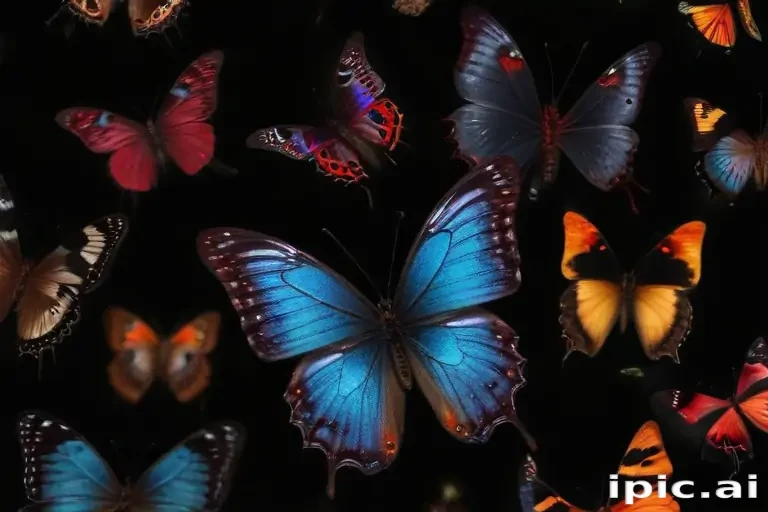 butterflies in black background