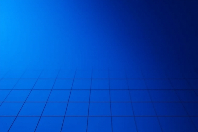 Create a smooth gradient grid pattern transitioning from deep blue to light blue in a 3D perspective with a Canon EOS 5D Mark IV, aperture f/8, shutter speed 1/60s, ISO 100, shot from a slight angle to enhance depth.
