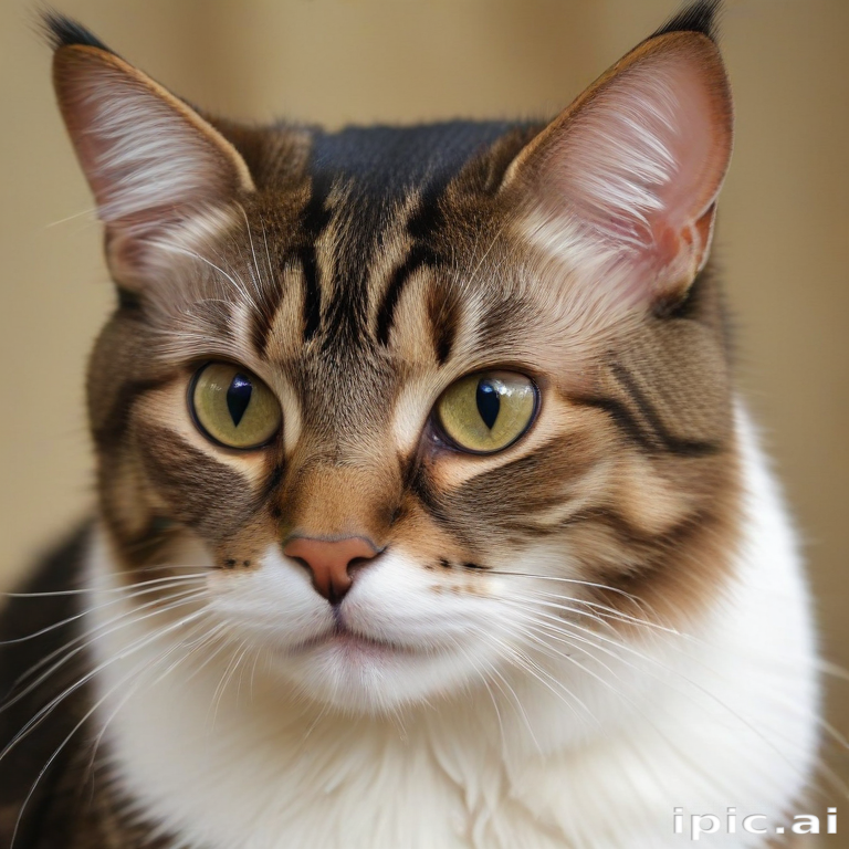 An Cat Close-Up Portrait of a Beautiful Domestic Cat with Striking Features
