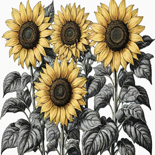 clip art sunflower black and white