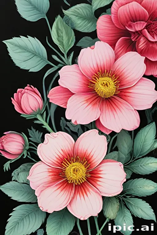 color drawing flowers