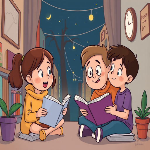 cartoon of reading