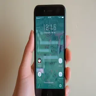 holding phone