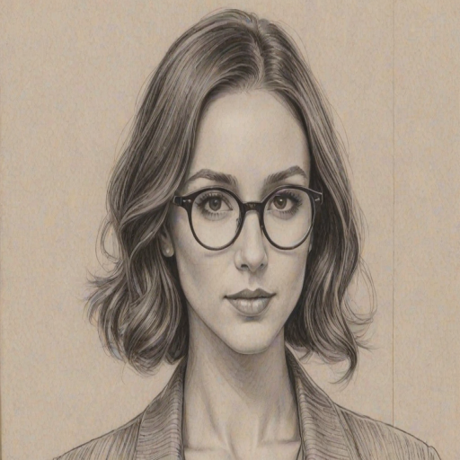 Alluring Troian Bellisario, pencil sketch, portrait of Ravishing woman 1929s in glasses, hair style beatnik, outline, clear lines, fine lines, 8k