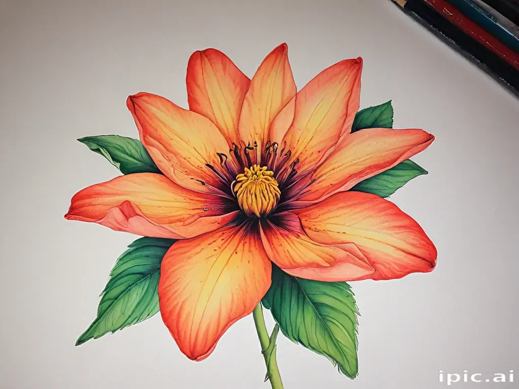 flower drawing with color