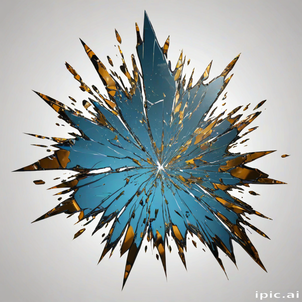 Vibrant Geometric Explosion with Sharp Edges and Reflective Surfaces