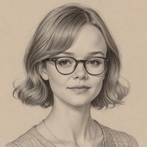 Graceful Carey Mulligan, pencil sketch, portrait of Lovely woman 1974s in glasses, hair style beatnik, outline, clear lines, fine lines, 8k