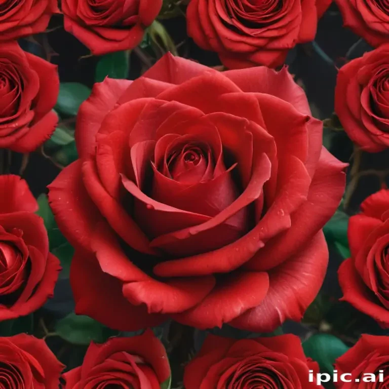 Beautiful Arrangement of Lush Red Roses Creating a Romantic Atmosphere