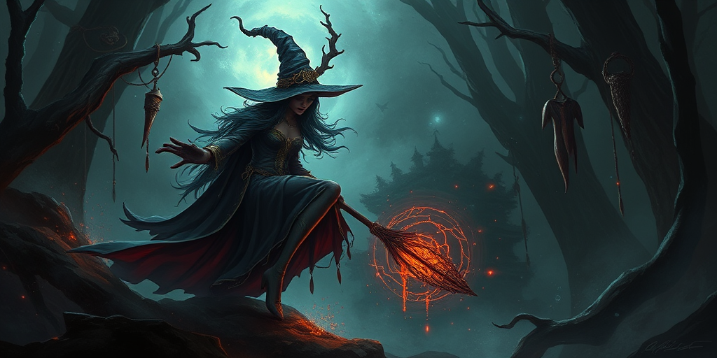 beautiful dark witch fantasy art