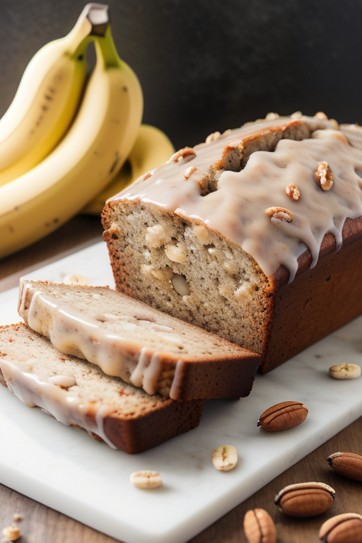 banana nut bread with glaze