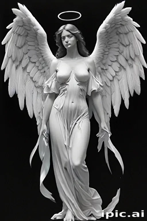 black and white angel drawings