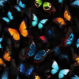 butterflies in black background