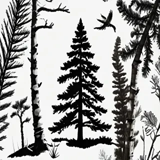 pine tree clip art black and white