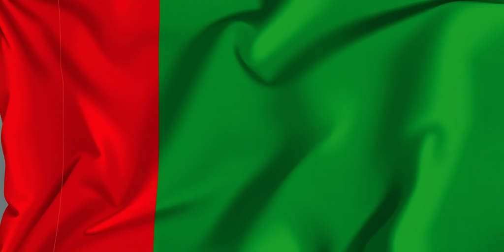 Generate an image of the United Arab Emirates flag, shot with a Canon EOS R5, 50mm lens, aperture f/2.8, ISO 100, using a top-down view in vibrant colors and high contrast.