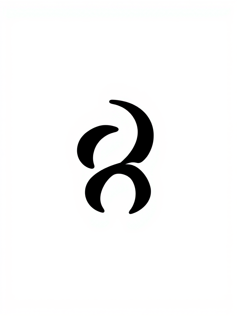 Generate an image of a minimalistic black logo on a white background, using a DSLR camera with a 50mm lens, aperture set to f/1.8, ISO 100, focus mode on single point, taken from a straight-on view to enhance clarity and contrast.