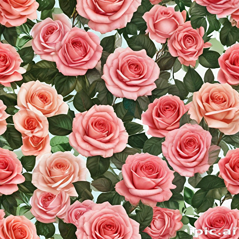 A Beautiful Floral Pattern Featuring Various Shades of Pink Roses ...