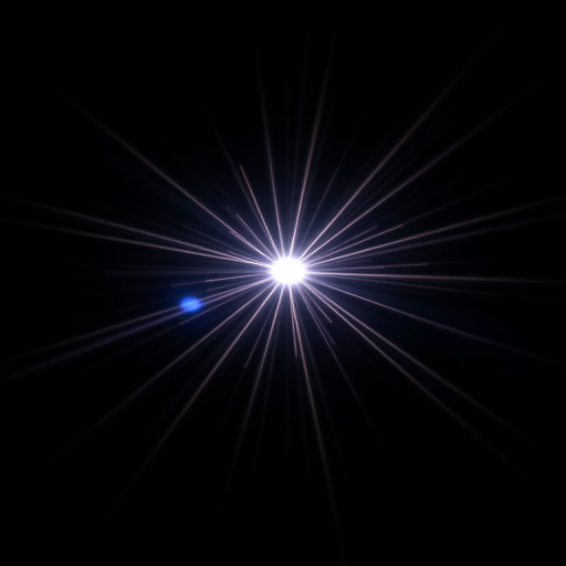 Create a high-resolution image of a starburst effect with rays of light radiating outward on a black background, using a DSLR camera with a 24mm lens at f/8, ISO 100, and a 1/60s shutter speed, shot from a dynamic perspective with a wide-angle view.