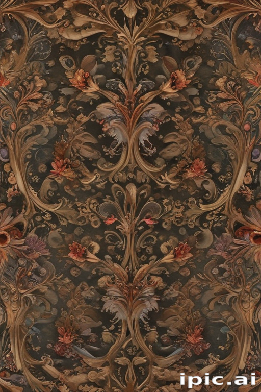Elegant Floral Pattern with Rich Colors and Intricate Design Elements