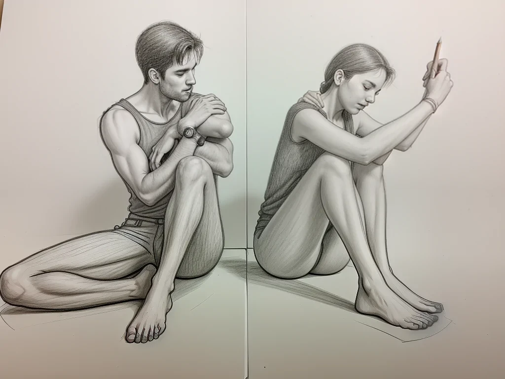 couple drawing poses