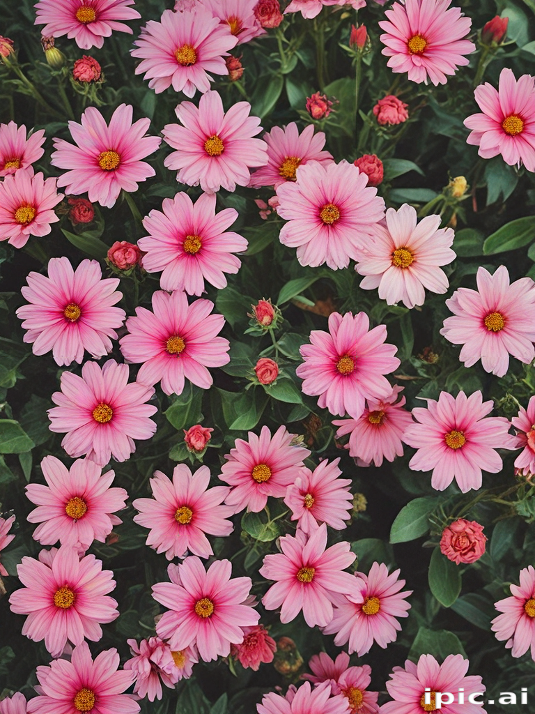 A Vibrant Garden Filled with Pink Flowers in Full Bloom Displaying ...