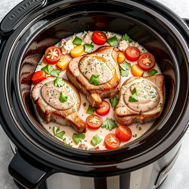 pork chops and dressing in the crock-pot