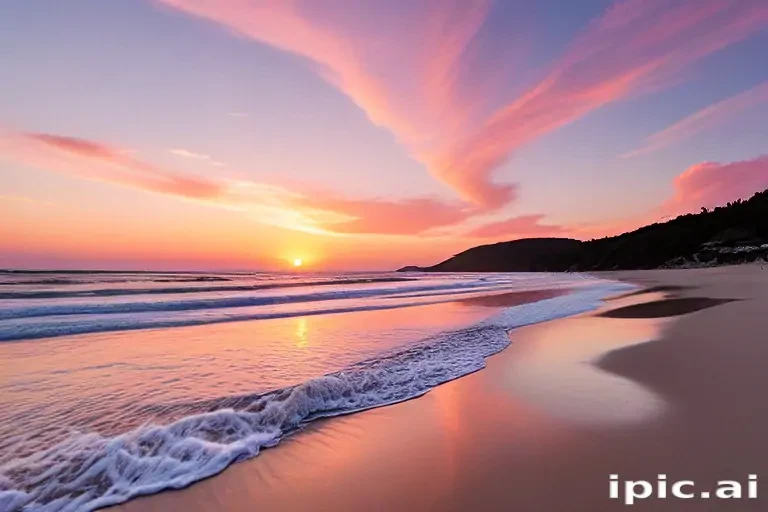 pink beach sunset