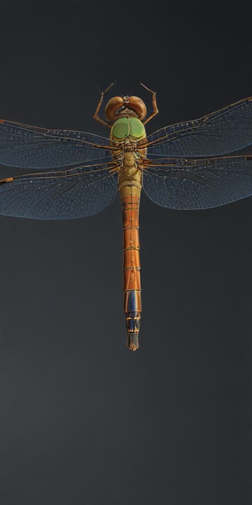 Close-Up of a Colorful Dragonfly with Intricate Wings and Green Eyes