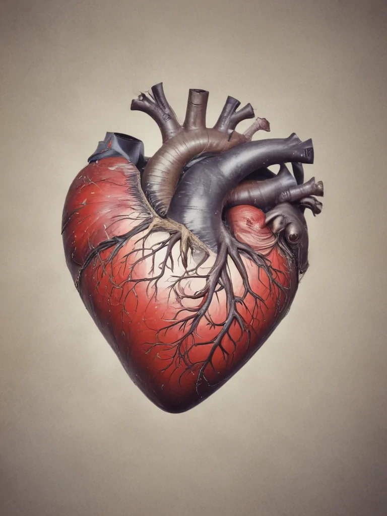Intricate Artistic Representation of a Human Heart with Vivid Detailing