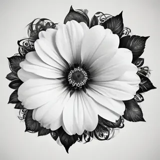 black and white flower png