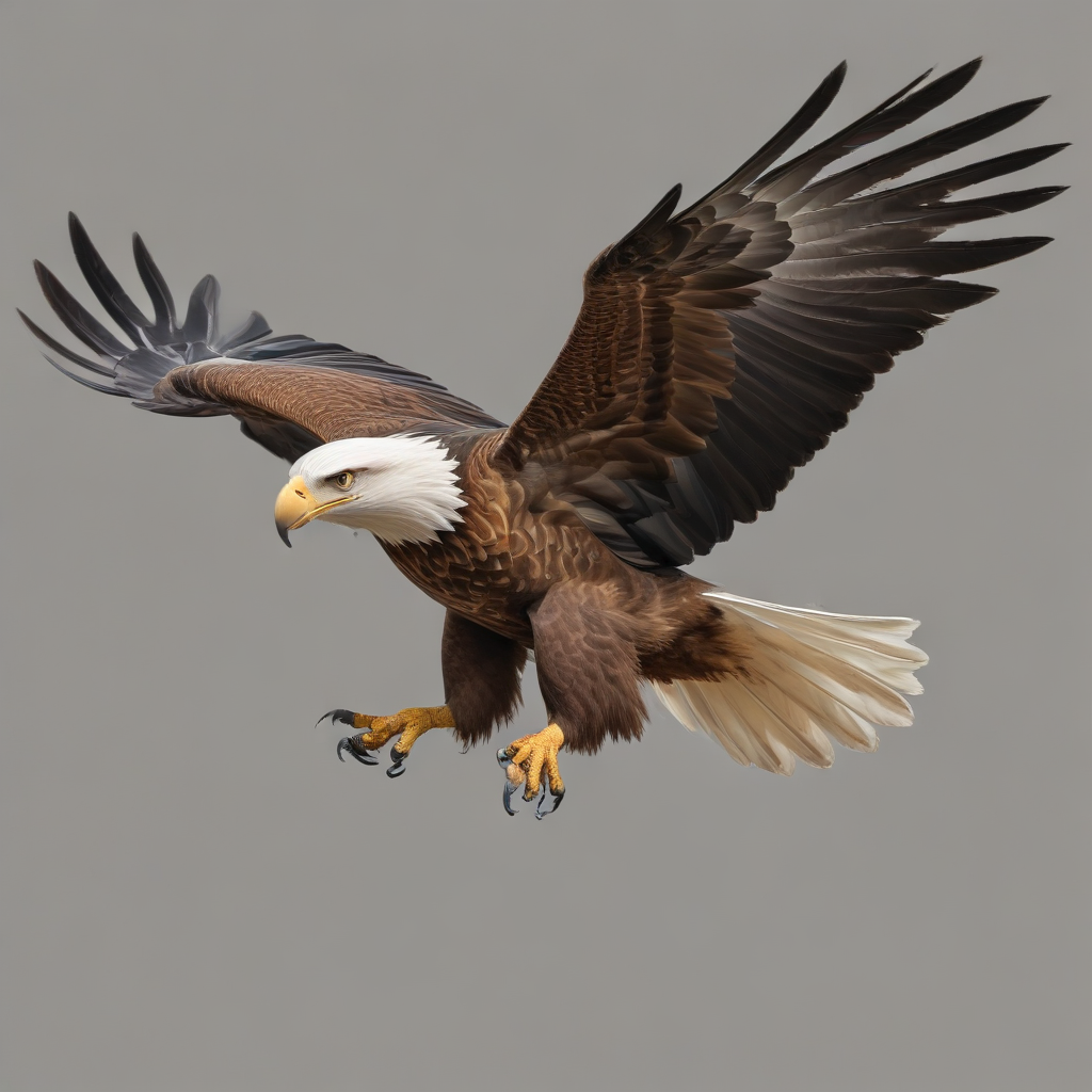A Majestic Bald Eagle Soaring Gracefully Through the Clear Blue Sky