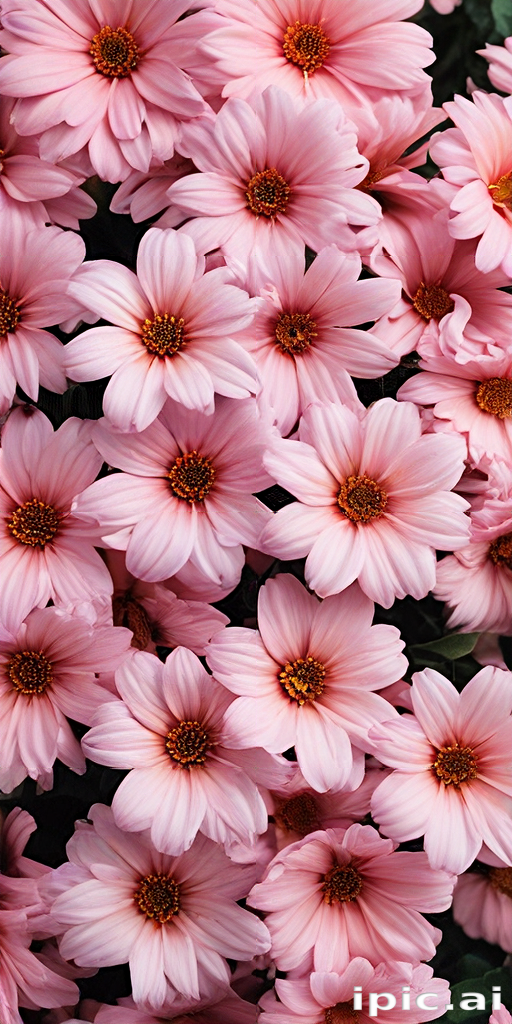 A Vibrant Display of Delicate Pink Flowers in Full Bloom Together.