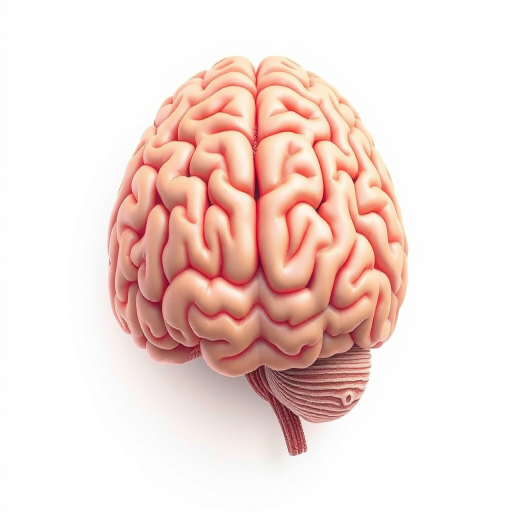 Create a highly detailed illustration of a human brain in a minimalist style, using a soft color palette, captured with a Canon EOS R5, 50mm f/1.8 lens, aperture set at f/2.8, ISO 100, in natural light, top-down view for enhanced texture clarity.