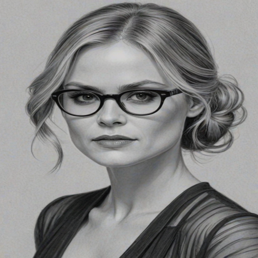 Graceful Anna Paquin, pencil sketch, portrait of Dazzling woman 1927s in glasses, hair style beatnik, outline, clear lines, fine lines, 8k