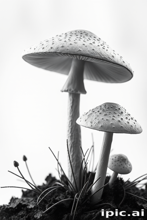 mushroom black and white