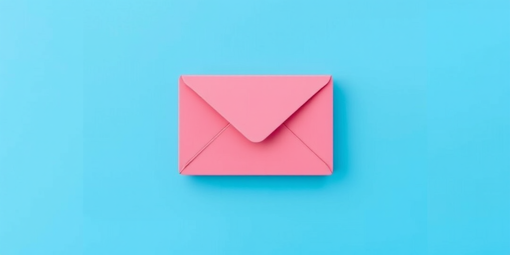 Create a high-resolution digital illustration of an envelope icon, centered on a plain blue background, using a Canon EOS R5 with a 50mm lens, settings at f/1.8, ISO 100, and a shallow depth of field for enhanced clarity and detail.